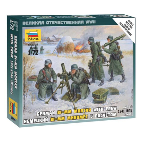 Wargames (WWII) figurky 6209 - Ger. 80mm Mortar with Crew (Winter Unif.) (1:72) Zvezda