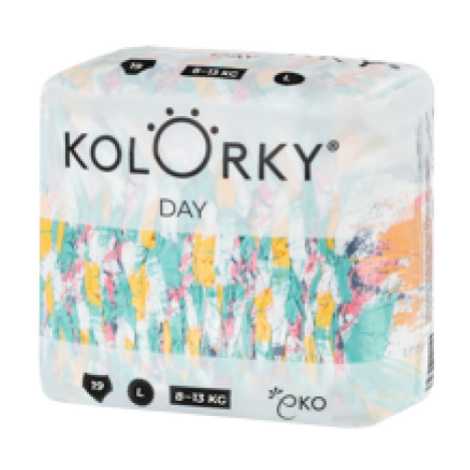 KOLORKY  DAY - štětce - L (8-13 kg) - 19 ks - jednorázové eko plenky