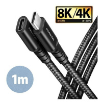 AXAGON BUCM32-CF10AB predlžovací kábel USB-C (M) <-> USB-C (F), 1m, USB 20Gbps, PD 240W 5A, 8K H