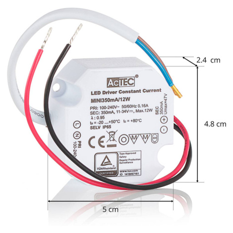 AcTEC Mini LED budič CC 350 mA, 12W, IP65