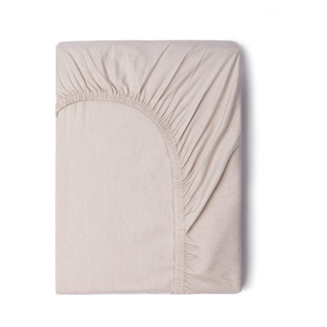 Béžová bavlnená elastická plachta Good Morning, 140 x 200 cm
