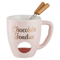 CHOCOLATE FONDUE Hrnček se 2 vidličkami - sv.ružová