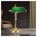 Bankárska lampa Harvard, mosadz/zelená výška 32 cm