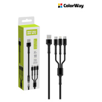 COLORWAY KABEL UNIVERZALNY 3V1 (LIGHTNING+MICROUSB+TYPE-C) 4.0A, 20W, 1.2M, GREY (CW-CBU3003-GR)