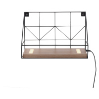 Nástenná svetelná tabuľa LED s drevenou poličkou, 30x15cm