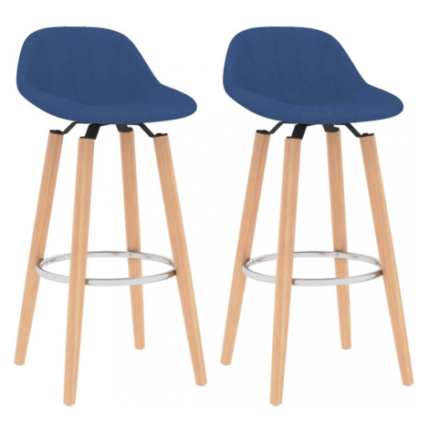 Barové stoličky 2 ks látka / buk Dekorhome Modrá,Barové stoličky 2 ks látka / buk Dekorhome Modr vidaXL