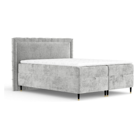 Svetlosivá boxspring posteľ s úložným priestorom 180x200 cm Voyage – Maison de Rêve