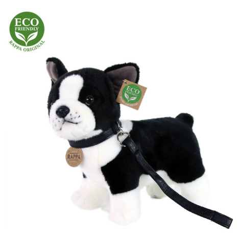Plyšový pes francúzsky buldoček s vodítkom stojace, 23 cm, ECO-FRIENDLY