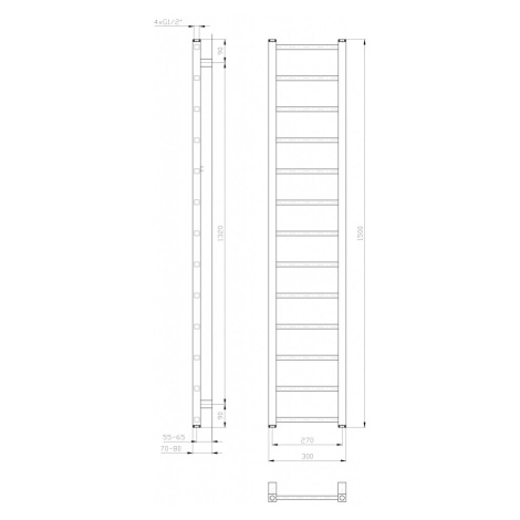 SAPHO - METRO LIGHT vykurovacie teleso 300x1500 biela IR446T