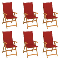 Záhradná stolička 6 ks teak / látka Dekorhome Červená,Záhradná stolička 6 ks teak / látka Dekorh