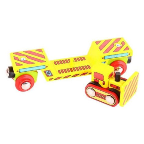 Bigjigs Rail Vagon s buldozérom + 2 koľaje