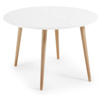 Biely rozkladací jedálenský stôl s bielou doskou ø 120 cm Oqui – Kave Home