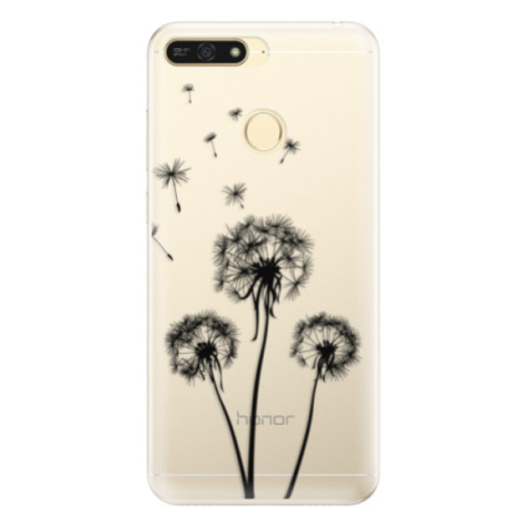 Silikónové puzdro iSaprio - Three Dandelions - black - Huawei Honor 7A