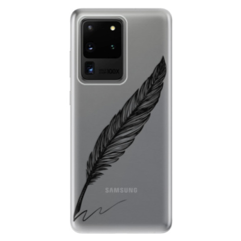 Odolné silikónové puzdro iSaprio - Writing By Feather - black - Samsung Galaxy S20 Ultra
