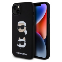 Karl Lagerfeld Liquid Silicone Karl and Choupette Heads Zadný Kryt pre iPhone 15 Plus Black