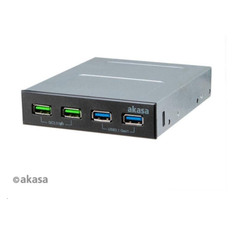 Predný panel AKASA HUB 4 portový nabíjací panel USB s duálnym rýchlym nabíjaním 3.0 a duálnym US