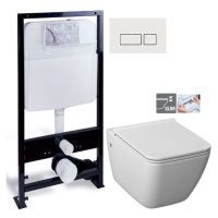 PRIM - predstenový inštalačný systém s bielym tlačidlom 20/0042 + WC JIKA PURE + SEDADLO durapla