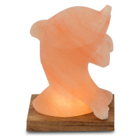 Soľná LED lampa Delfín s podstavcom, jantárová