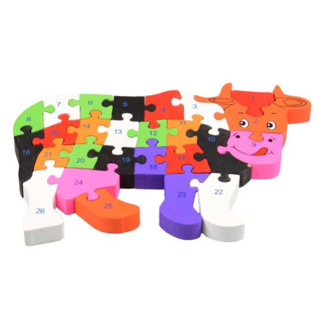 Vzdělávací drevené puzzle krava Venda