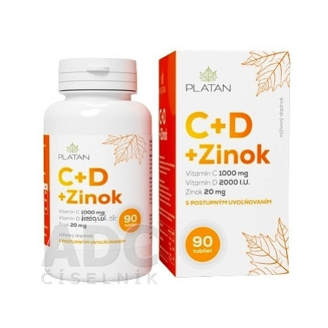 PLATAN Vitamín C + D + Zinok 90TBL