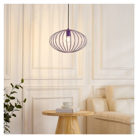 Závesná lampa Lindby Maivi, fialová, 40 cm, železo, klietka