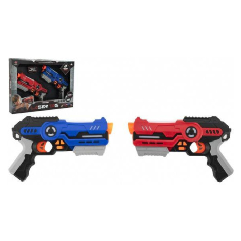 Pištoľ 2ks laser game plast 25cm na batérie so zvukom so svetlom v krabici 46x33x6cm