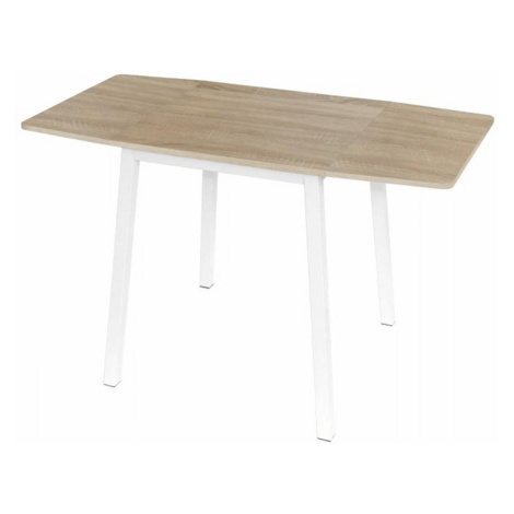 Jedálenský stôl, MDF fóliovaná/kov, dub sonoma/biela, 60-120x60 cm, MAURO Tempo Kondela