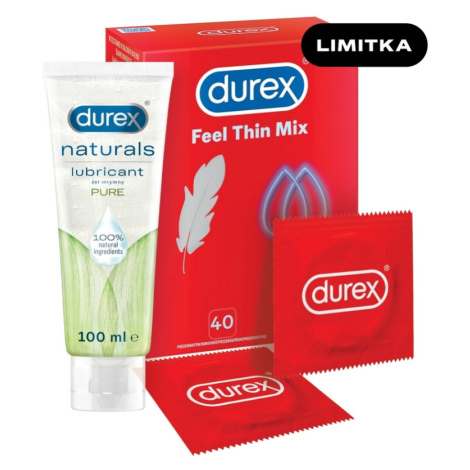 DUREX Feel thin mix 40 kusov + Naturals pure lubrikačný gel 100 ml ZADARMO