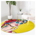 Žltý prateľný okrúhly koberec vhodný pre robotické vysávače ø 80 cm Comfort – Mila Home