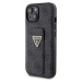 Guess Grip Stand 4G Strass Triangle Metal Logo Kryt pre iPhone 15, Čierny
