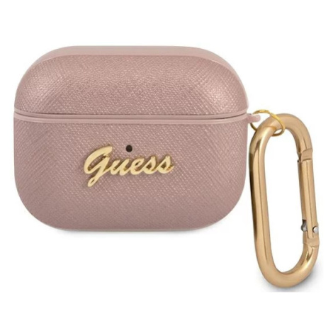 Obal Guess GUAPSASMP AirPods Pro cover pink Saffiano Script Metal Collection (GUAPSASMP)