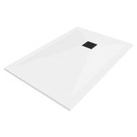 MEXEN/S - Stone+ obdĺžniková sprchová vanička 90 x 80, biela, mriežka čierna 44108090-B