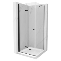MEXEN/S - Lima kabína prysznicowa składana 90 x 90, transparent, czarna + brodzik Flat, biela 85