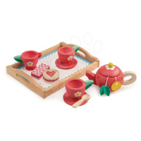 Drevená tácka s čajovou súpravou Tea Tray Tender Leaf Toys 12-dielna súprava s čajníkom a koláčm