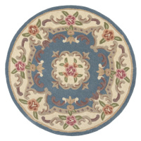 Modrý vlnený koberec Flair Rugs Aubusson, ⌀ 120 cm