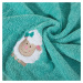 Detská osuška tyrkysovej farby s vyšívanou aplikáciou s ovečkou Šírka: 50 cm | Dĺžka: 90 cm