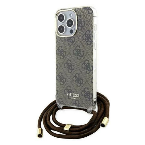 Kryt Guess GUHCP15LHC4SEW iPhone 15 Pro 6.1" brown hardcase Crossbody Cord 4G Print (GUHCP15LHC4