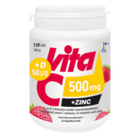 VITABALANS Vita C 500 mg + zinc + D 50 µg žuvacie s jahodovou príchuťou 150 tabliet