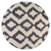 Bielo-modrý umývateľný okrúhly koberec ø 100 cm - Vitaus