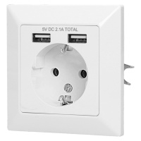 Zásuvka 230V Schuko s 2xUSB (ORNO)