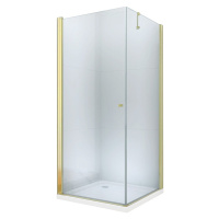 MEXEN/S - Pretoria sprchovací kút krídlový 80x100, sklo transparent, zlatá + vanička 852-080-100