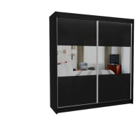 Expedo Skriňa s posuvnými dvermi a zrkadlom ROXANA, 200x216x61, čierna