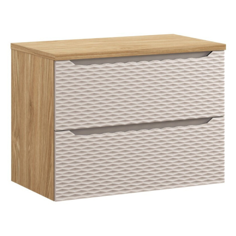 Závěsná umyvadlová skříňka Ocean s deskou 80 cm béžová/dub olejovaný Comad