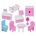 mamido  Drevený domček pre bábiky s LED osvetlením ružový