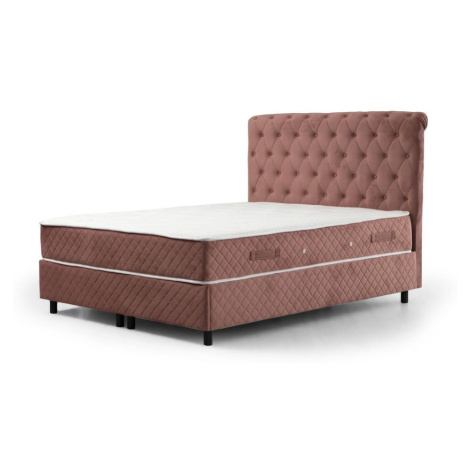 Ružová boxspring posteľ s úložným priestorom 160x200 cm Sonata – Kalune Design