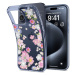 Apple iPhone 15 Pro, Silikónové puzdro, kvetinový vzor, Spigen Liquid Crystal, priehľadné