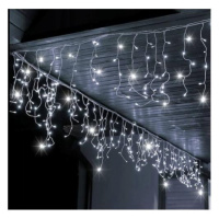 Vianočné LED cencúle v studenej bielej farbe - 14 m