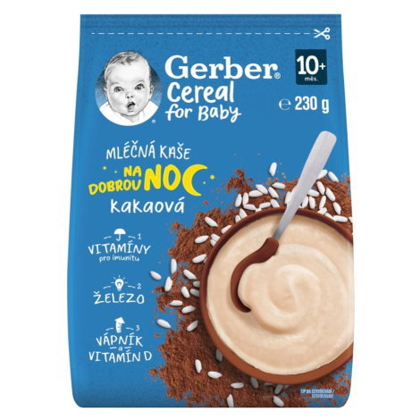 GERBER Cereal mliečna kaša kakaová na dobrú noc 10m+ 230 g