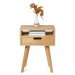 Benlemi Drevený nočný stolík v scandi štýle HYLLE prírodný Zvoľte kvalitu dreva: 1. Dubový masív