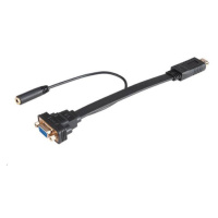 Kábel AKASA HDMI na VGA, s audio káblom, 20 cm, čierny